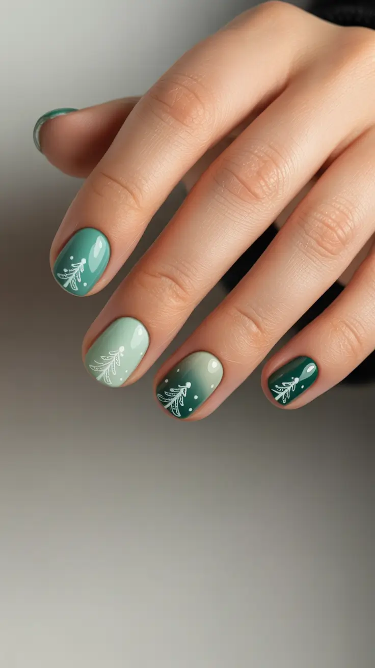 Stylish Green Nails Christmas 2025 Ombre Mint Forest