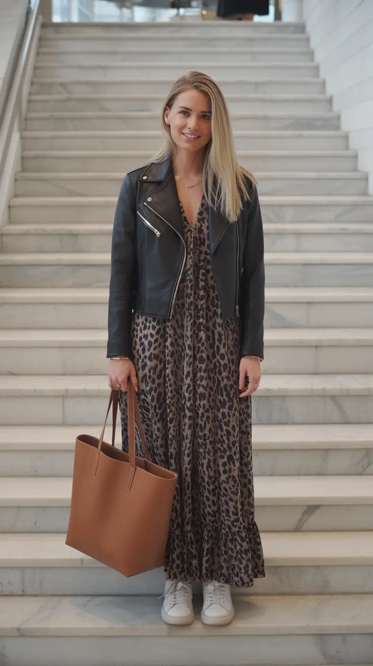 mom outfits 2026 Leather and Leopard Magic