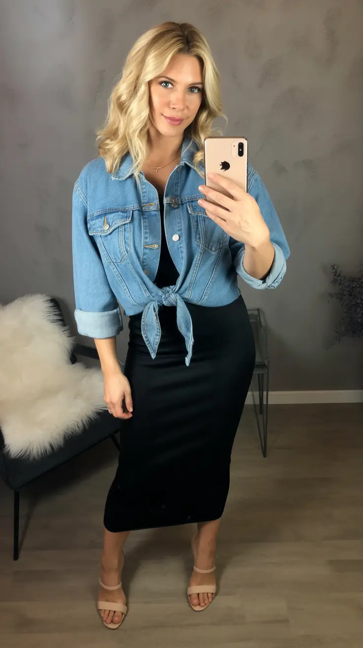 mom outfits 2026 Denim and Black Magic