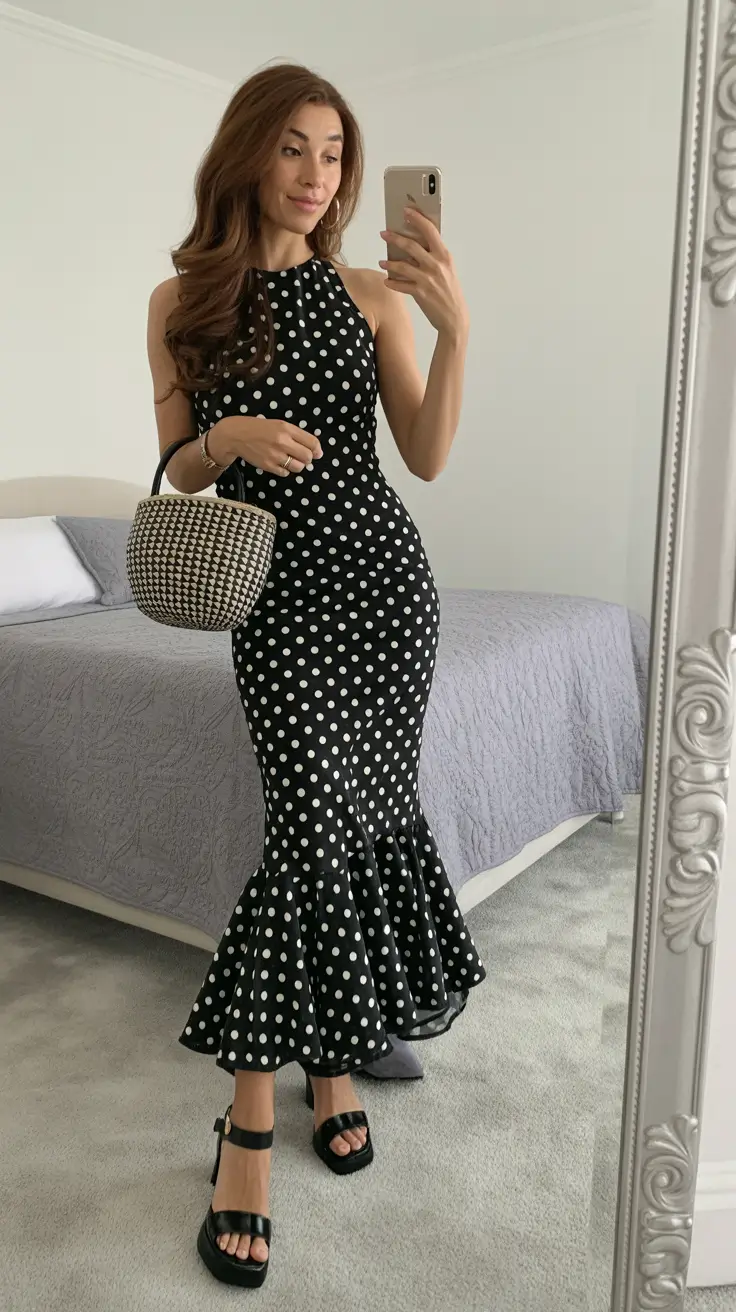 preppy outfits aesthetic Retro Polka Charm