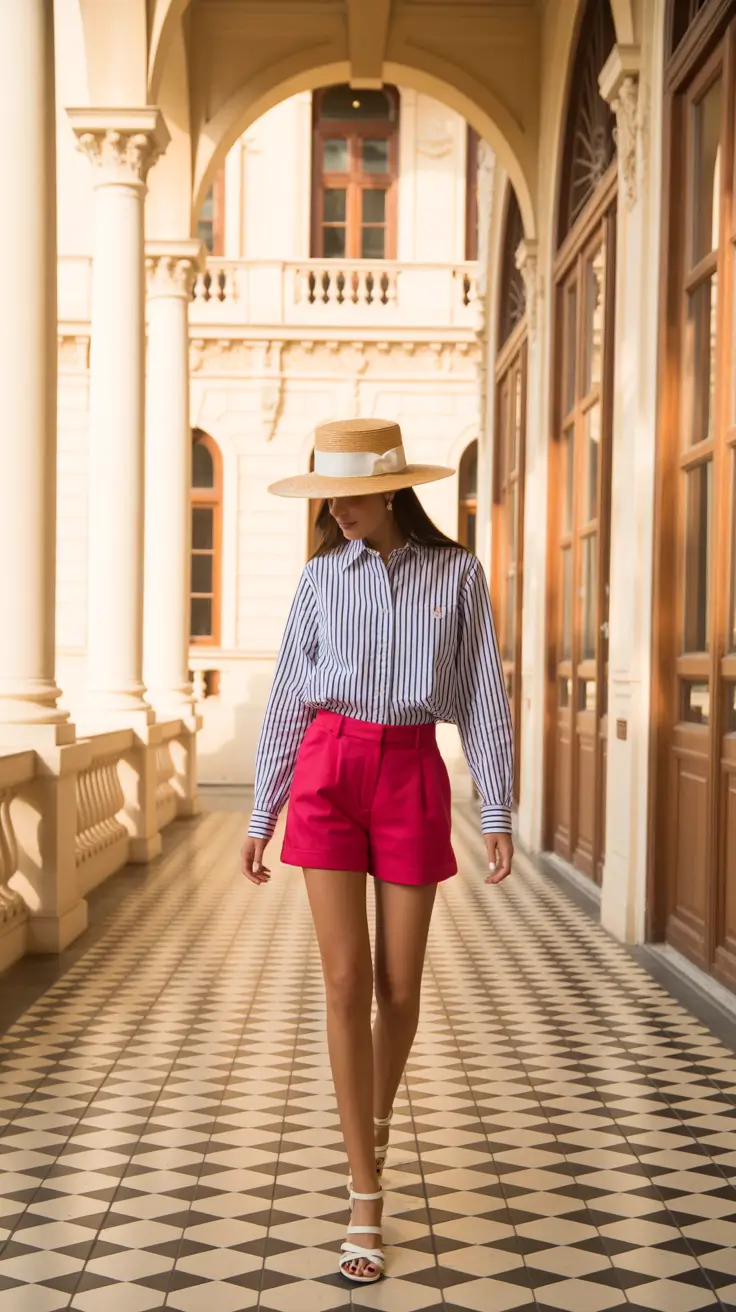 preppy outfits aesthetic Hot Pink Meets Coastal Cool