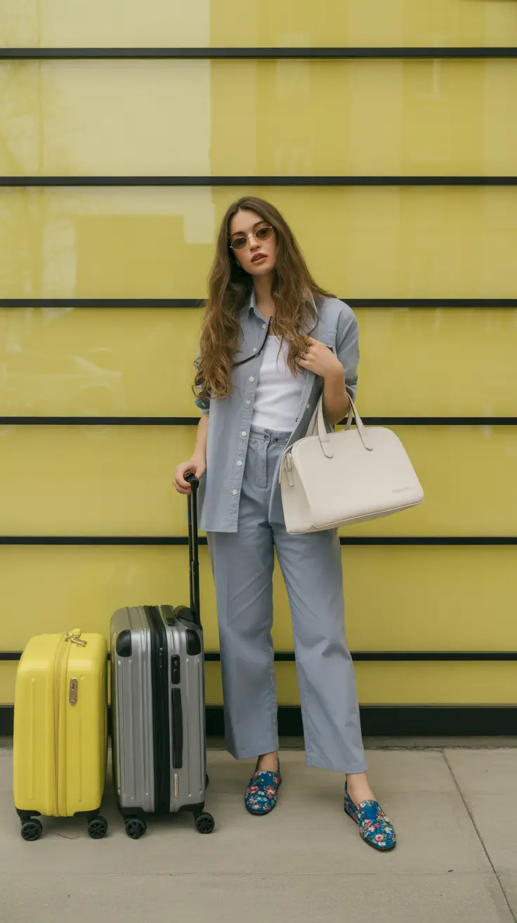 Trendy Travel Outfits 2026 Cool Blue Coordination