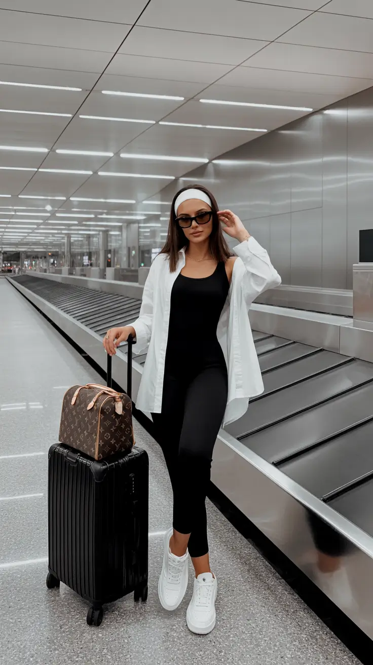 Trendy Travel Outfits 2026 Black White Harmony Airport Classic
