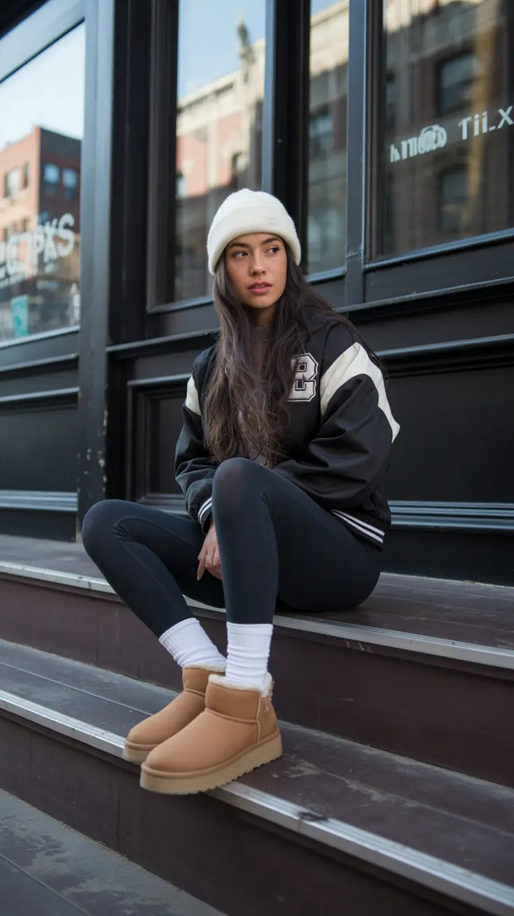 Ugg outfits for women 2026 Sporty City Layers with Tan Uggs