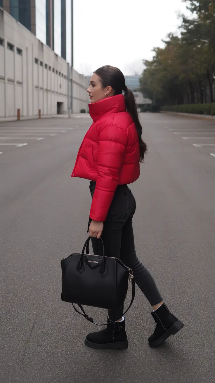 Ugg outfits for women 2026 Bold in Red Street Glam Revival