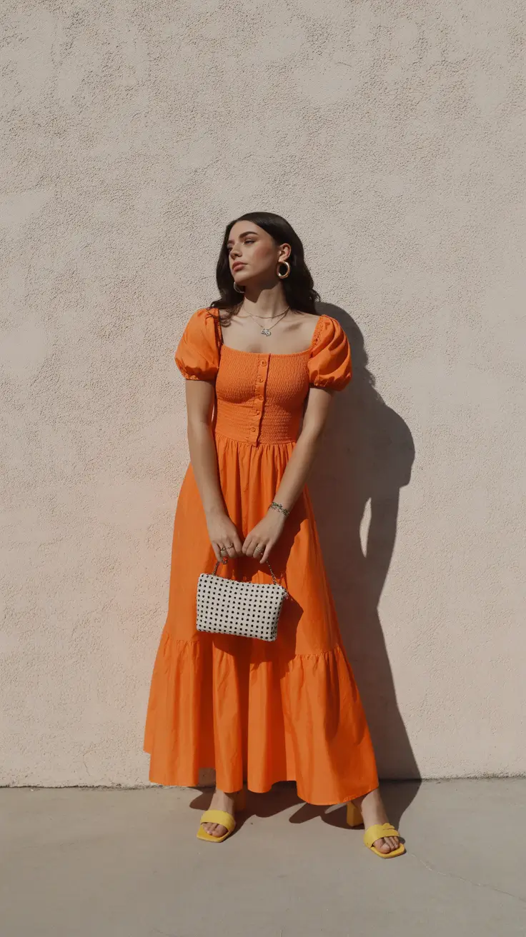 vacation outfits for women 2026 Citrus Glow for Sunset Evenings