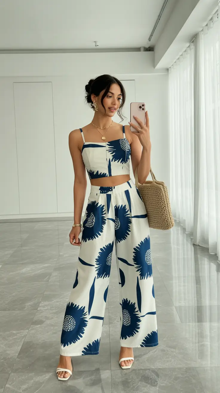 vacation outfits for women 2026 Blue Blooms and Breezy Confidence