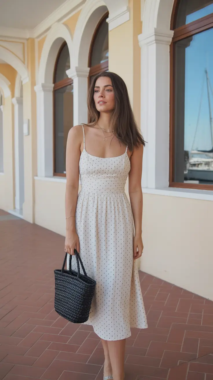 vacation outfits for women 2026 Soft Dots and Seaside Romance