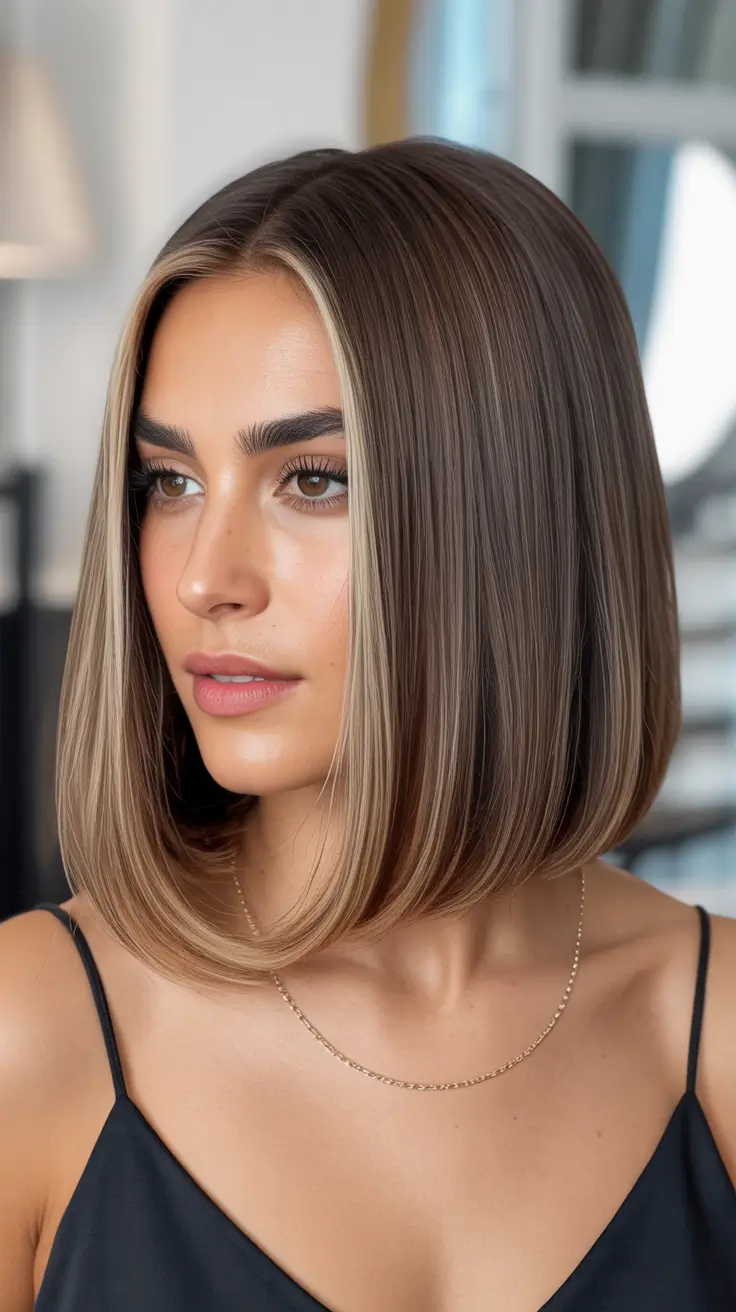 Best bob hairstyles 2026 Long Angled Bob With Polished Finish