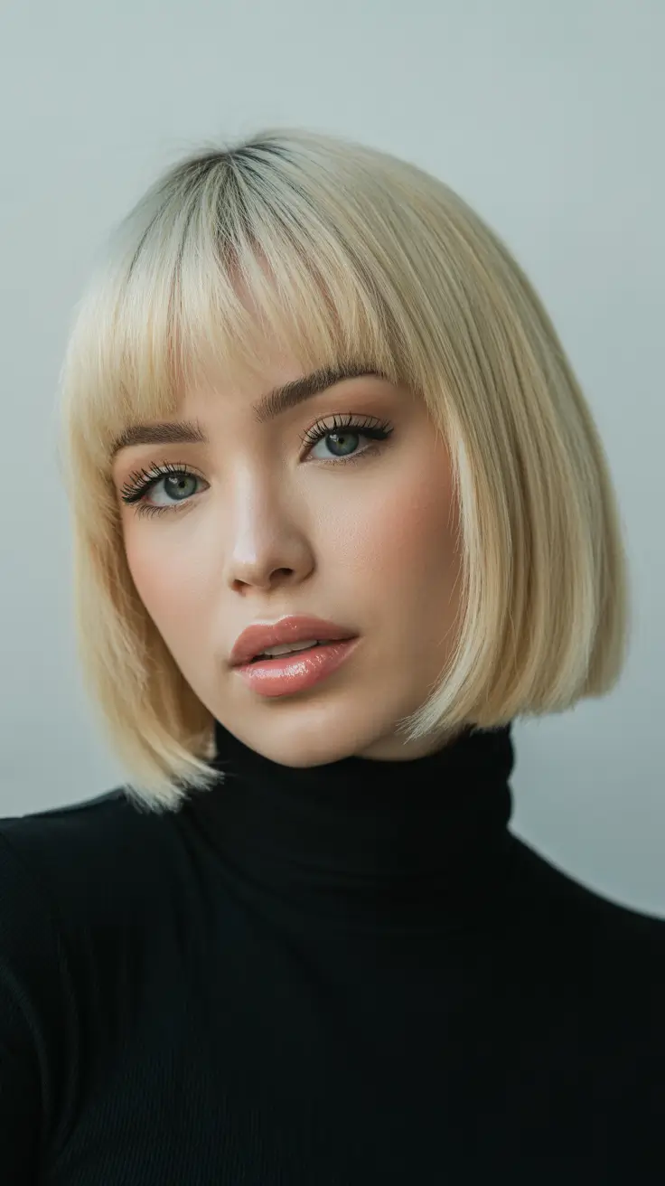 Best bob hairstyles 2026 Classic Blonde Bob With Full Bangs