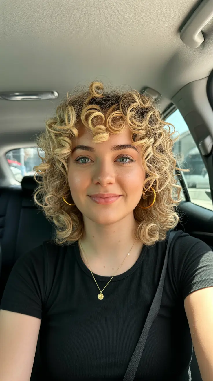 curly hairstyles Tight Spiral Curls With Baby Fringe