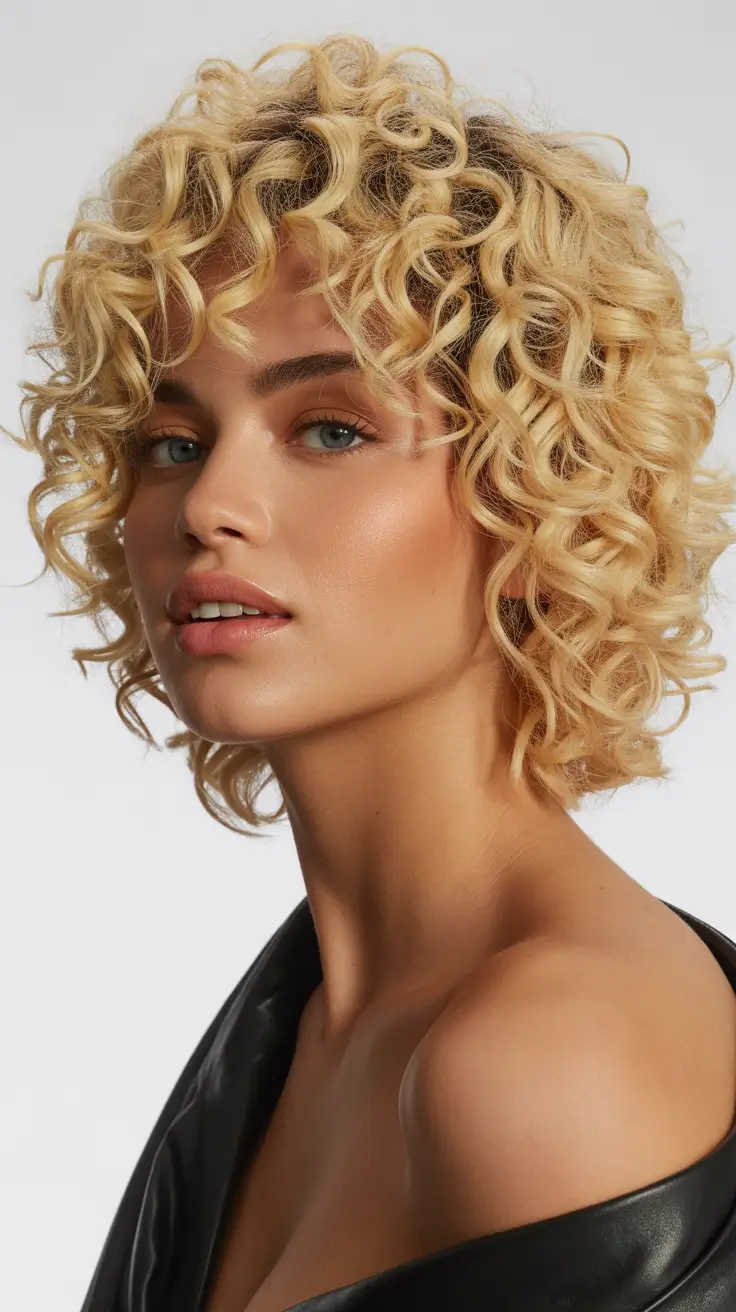 curly hairstyles Golden Curly Bob With Airy Spiral Definition