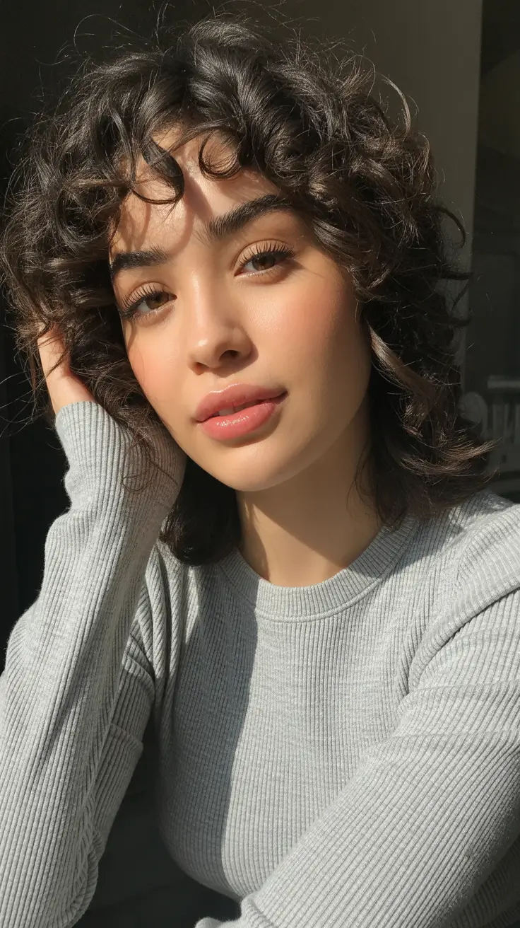 curly hairstyles Soft Shaggy Curls With Delicate Fringe