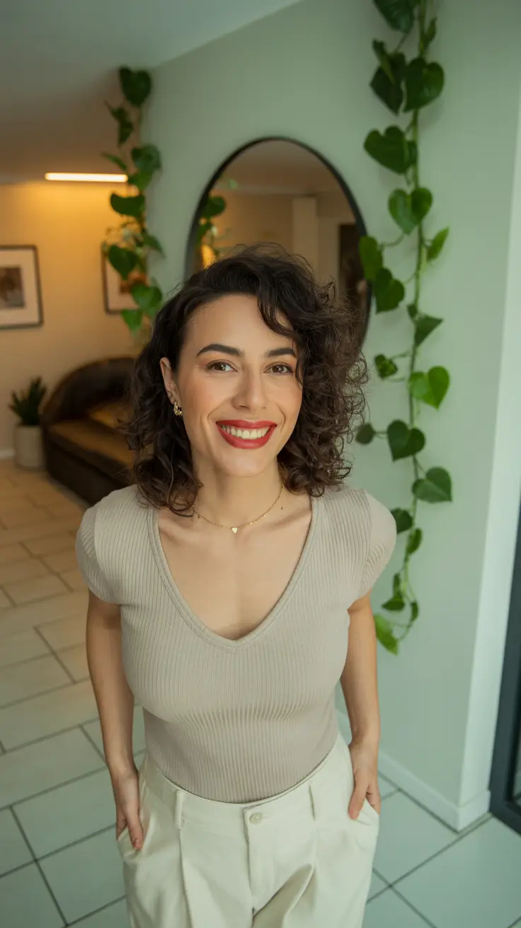 curly hairstyles Side-Swept Curly Bob With Modern Shape