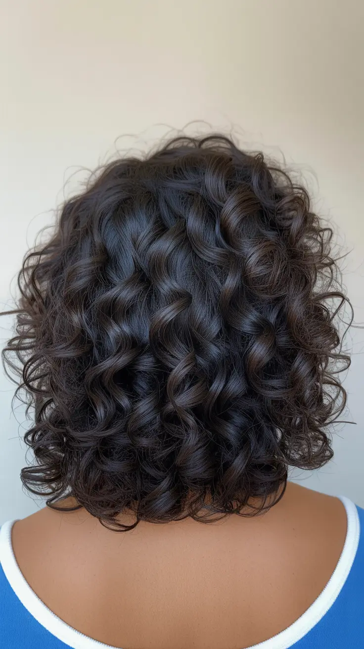 curly hairstyles Glossy Defined Curls in a Compact Bob