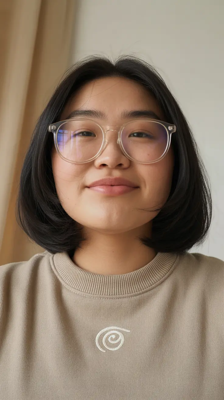 fat face haircuts straight hair Minimalist Chin-Length Bob