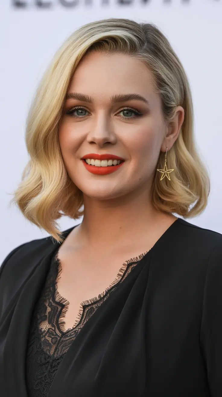 fat face haircuts medium Glam Side-Parted Waves