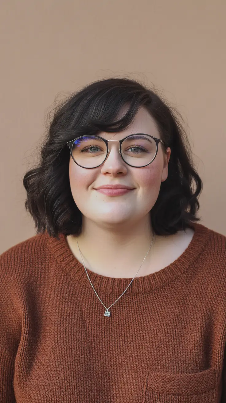 Best haircuts for plus size women 2026 Soft Curly Bob with Side Sweep