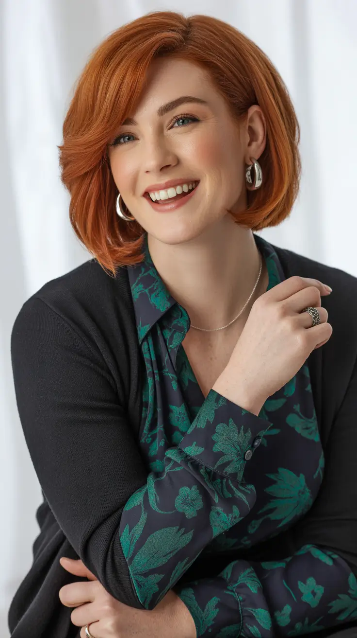 Best haircuts for plus size women 2026 Ginger Bob with Polished Volume