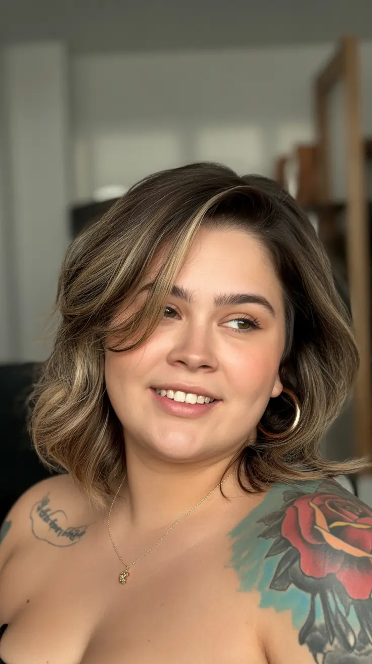 Best haircuts for plus size women 2026 Soft Layered Lob with Side Volume