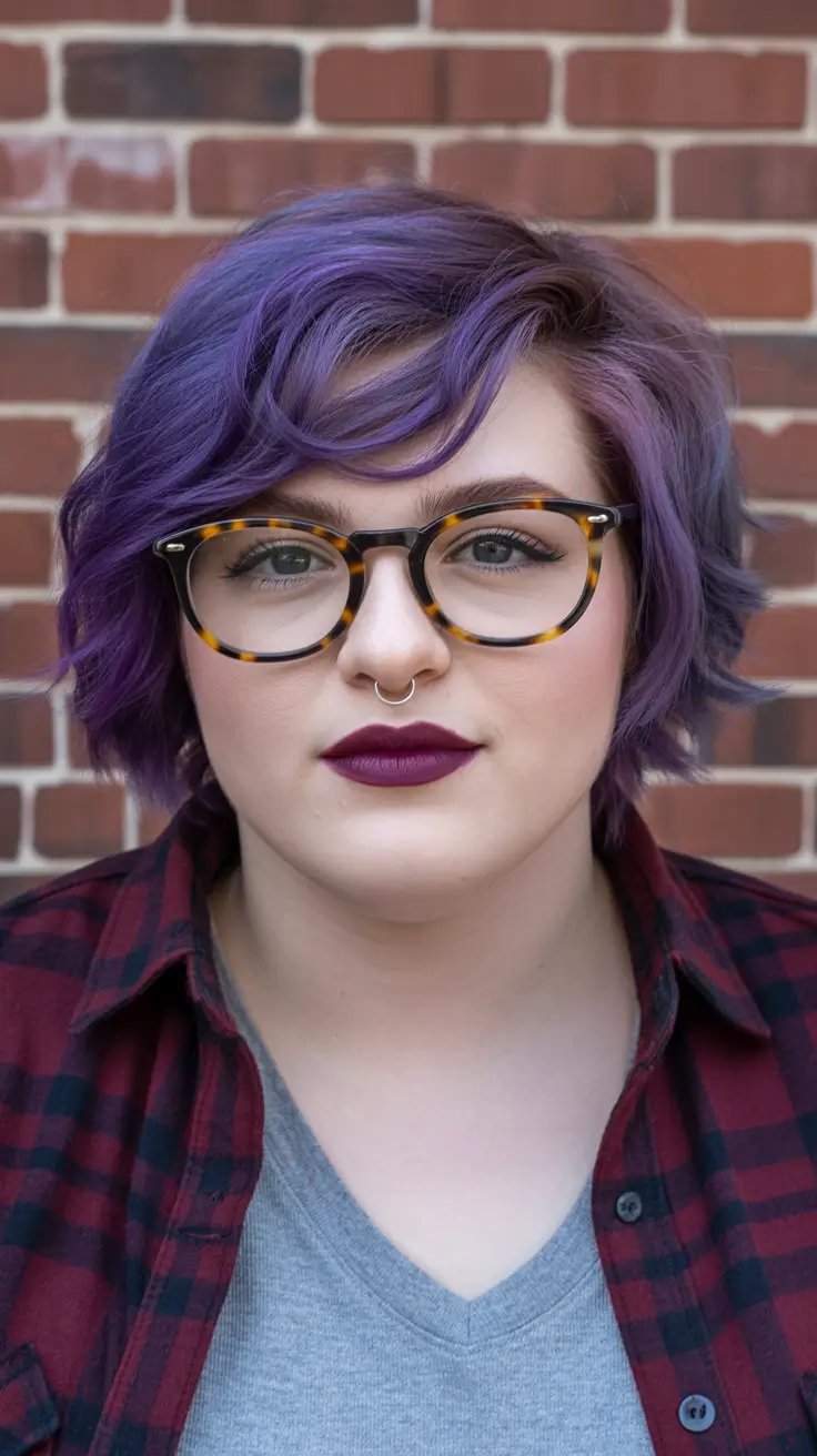 Best haircuts for plus size women 2026 Violet Textured Pixie with Volume
