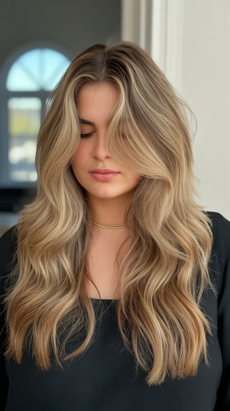 Best haircuts for plus size women 2026 Long Layered Blonde Waves