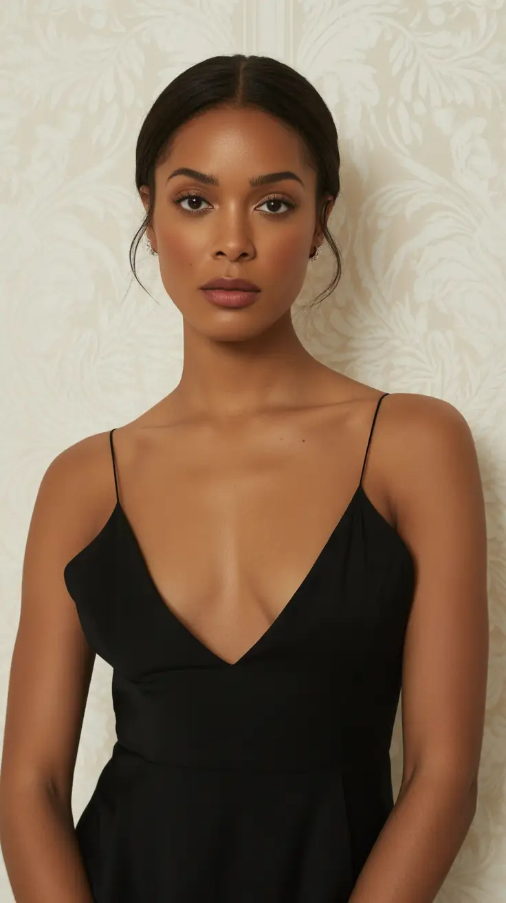 hairstyle black women natural hair Elegant Low Bun with Center Part