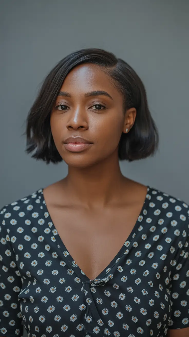 hairstyle black women natural Side-Parted Classic Bob