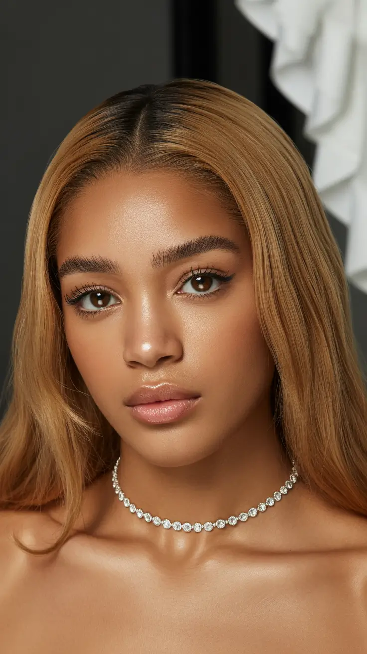 hairstyle black women straight hair Golden Straight Layers with Center Part