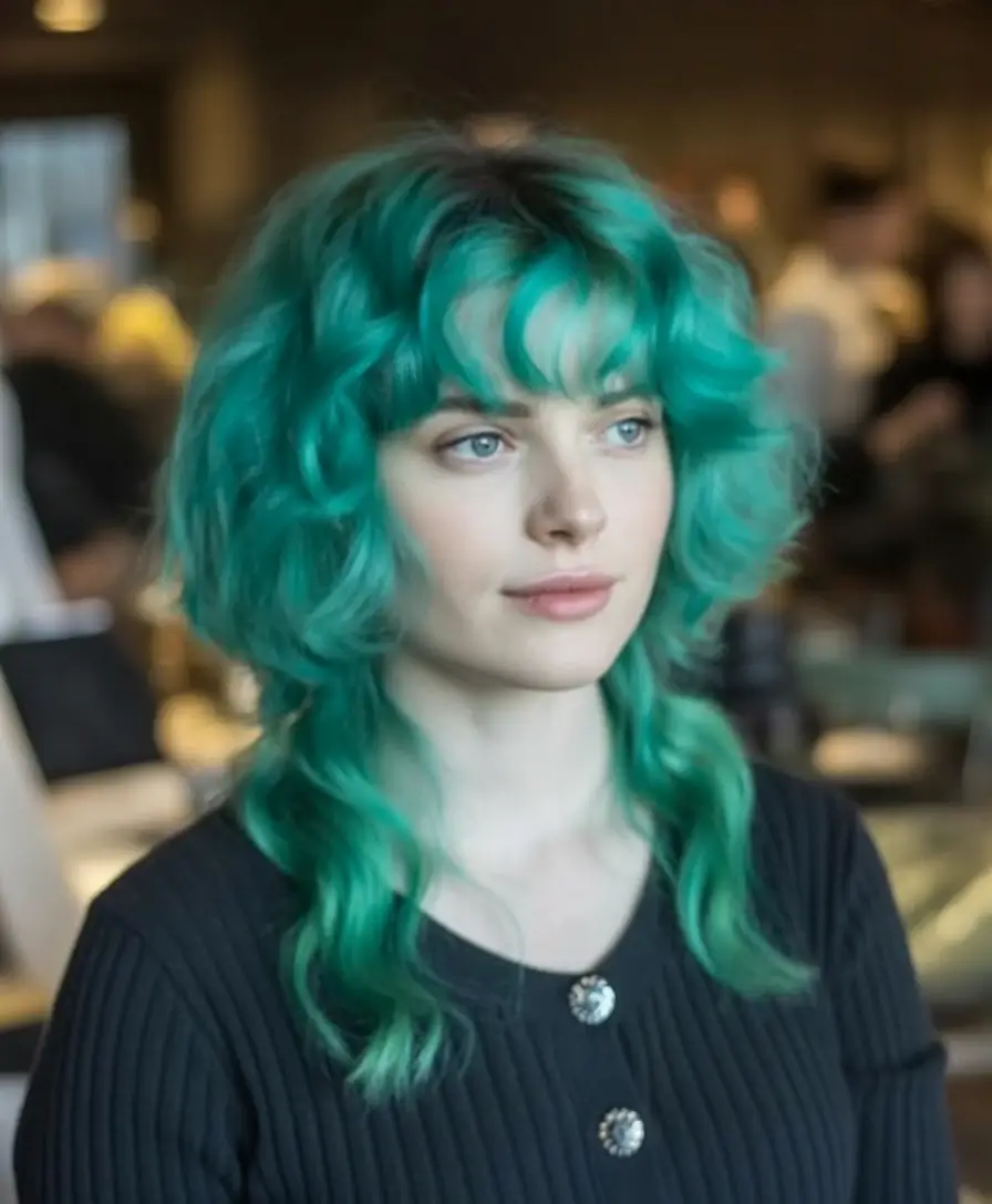 jellyfish haircut curly Aquatic-Teal-Jellyfish-with-Playful-Curls