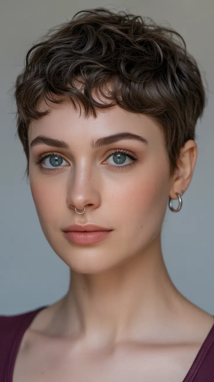 messy-pixie-haircuts Curly Textured Pixie With Soft Movement