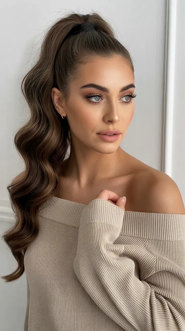 Best ponytail hairstyles 2026 High Voluminous Ponytail With Soft Waves