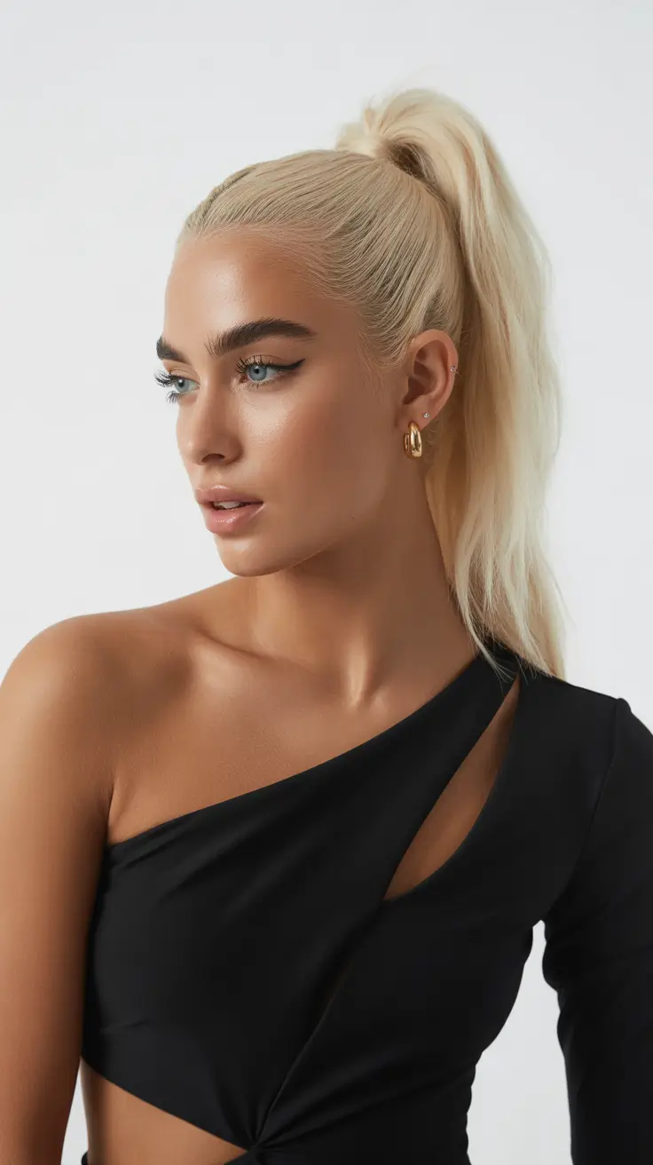 Best ponytail hairstyles 2026 High Blonde Ponytail With Clean Structure