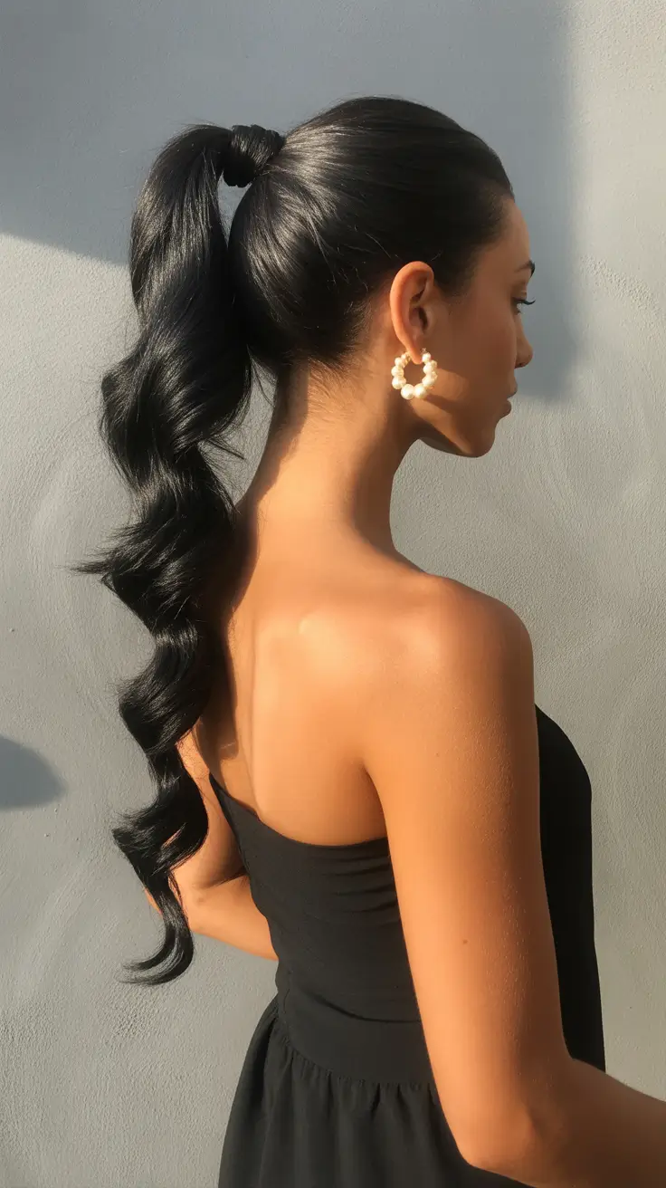 Best ponytail hairstyles 2026 High Black Ponytail With Glossy Waves