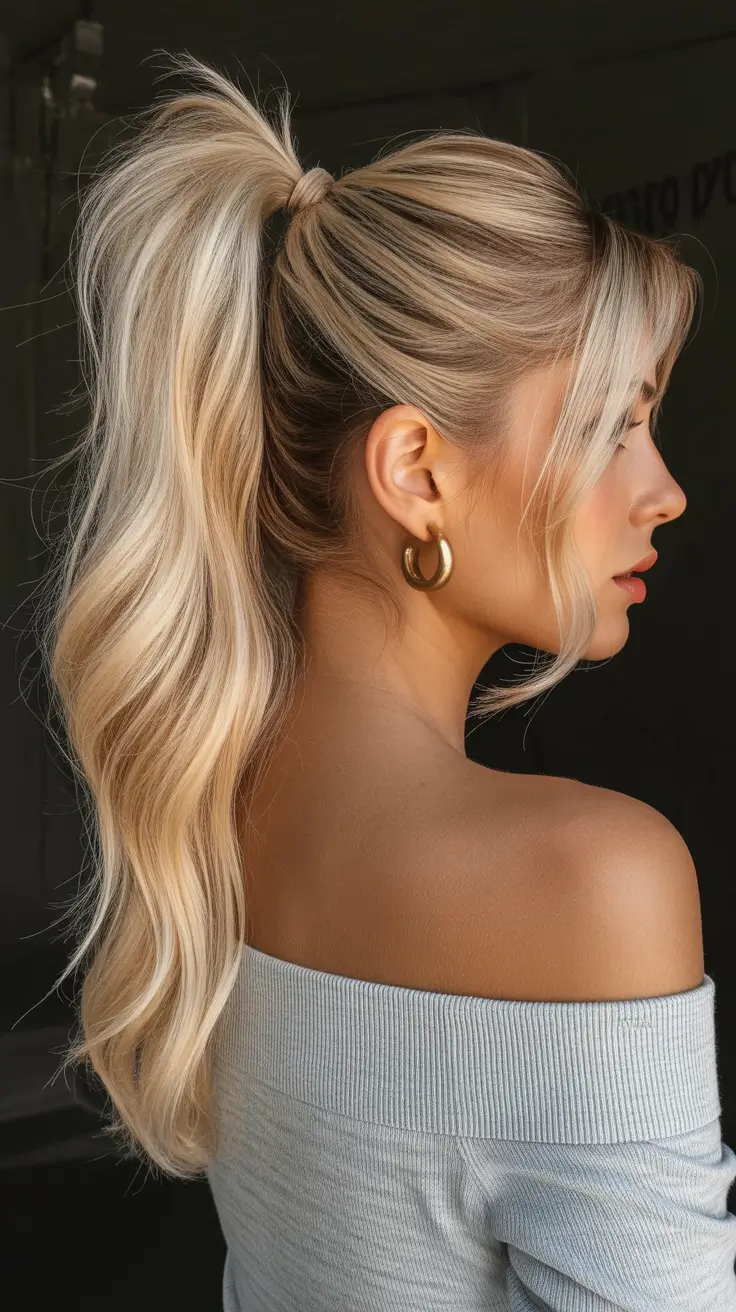 Best ponytail hairstyles 2026 High Blonde Ponytail With Face-Framing Pieces