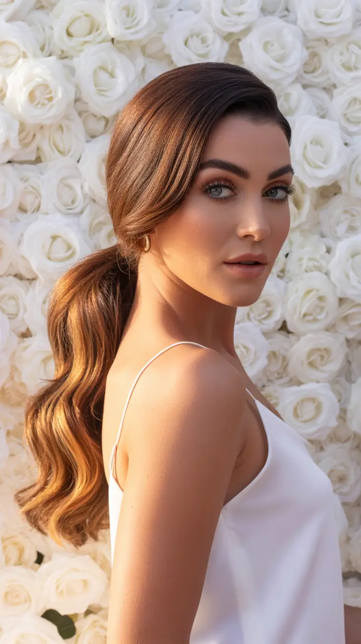 Best ponytail hairstyles 2026 Romantic Bridal Ponytail With Side Part