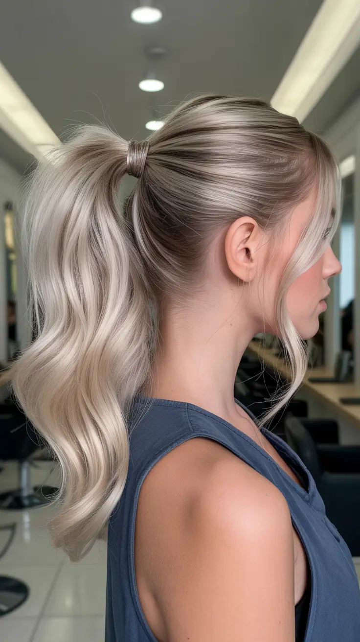 Best ponytail hairstyles 2026 Sleek Silver Ponytail With Modern Texture