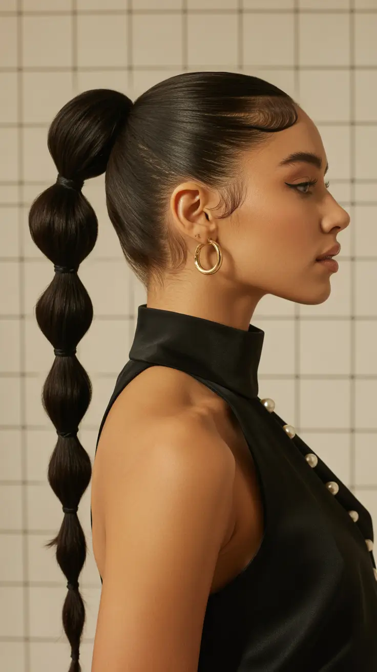 Best ponytail hairstyles 2026 Bubble Ponytail With Sculptural Length