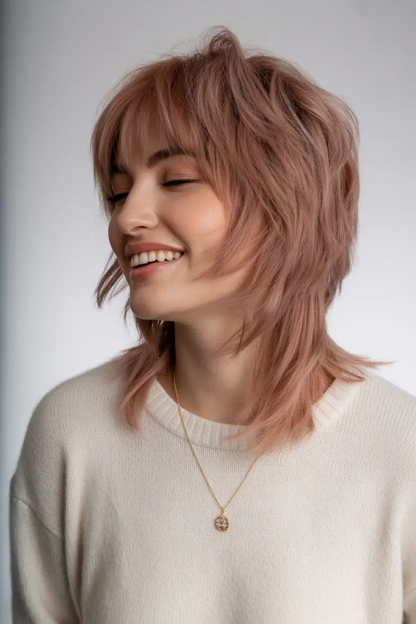 shag haircut medium Rosy Layered Soft Shag