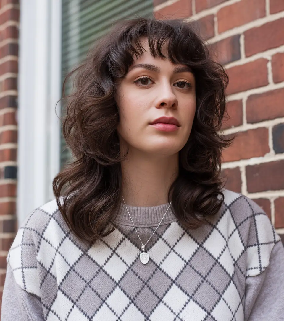 shag haircut curly Retro Chocolate Curls Shag