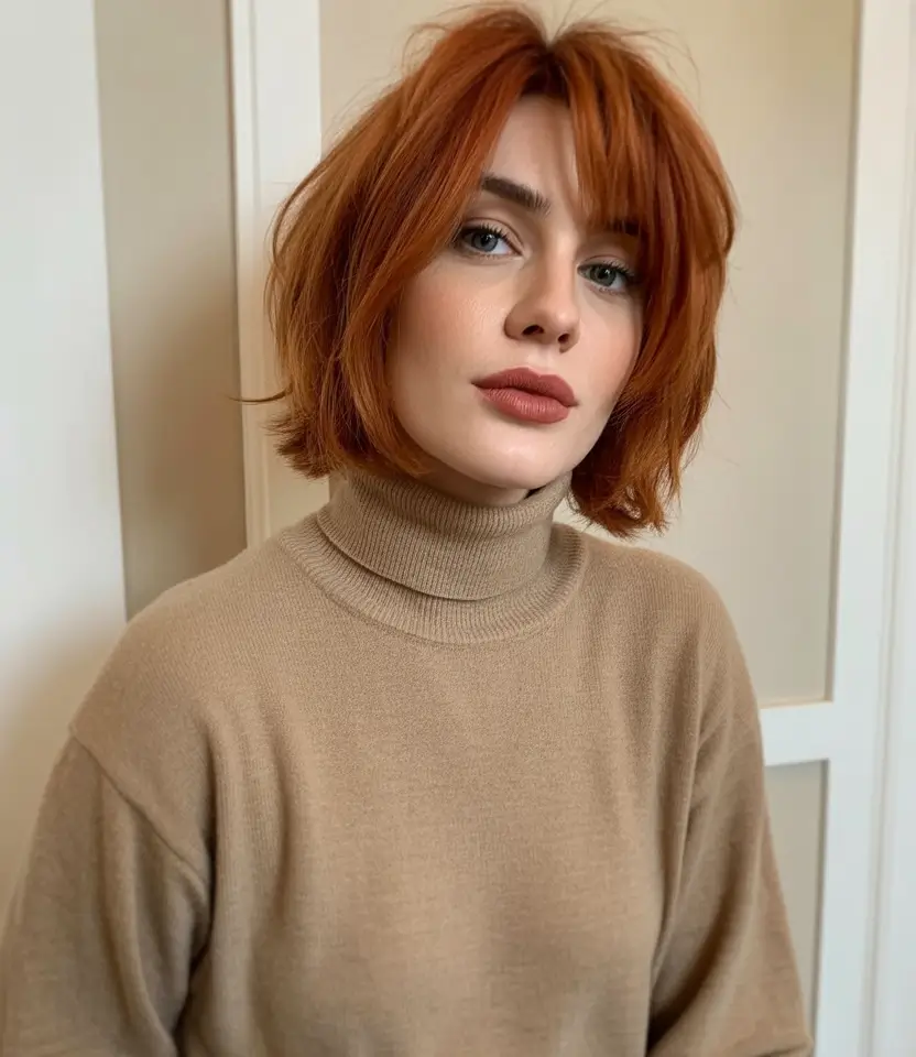 shag haircut short Copper Bob Shag with Bangs