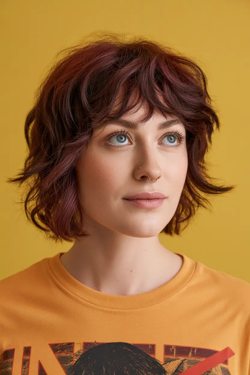 shag haircut short Short Plum Rockstar Shag