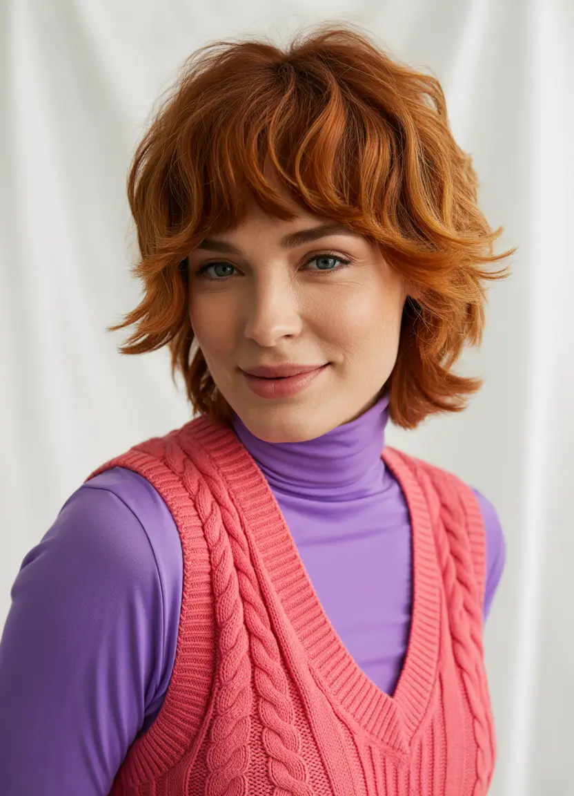 shag haircut medium Copper Flame Shag with Bangs