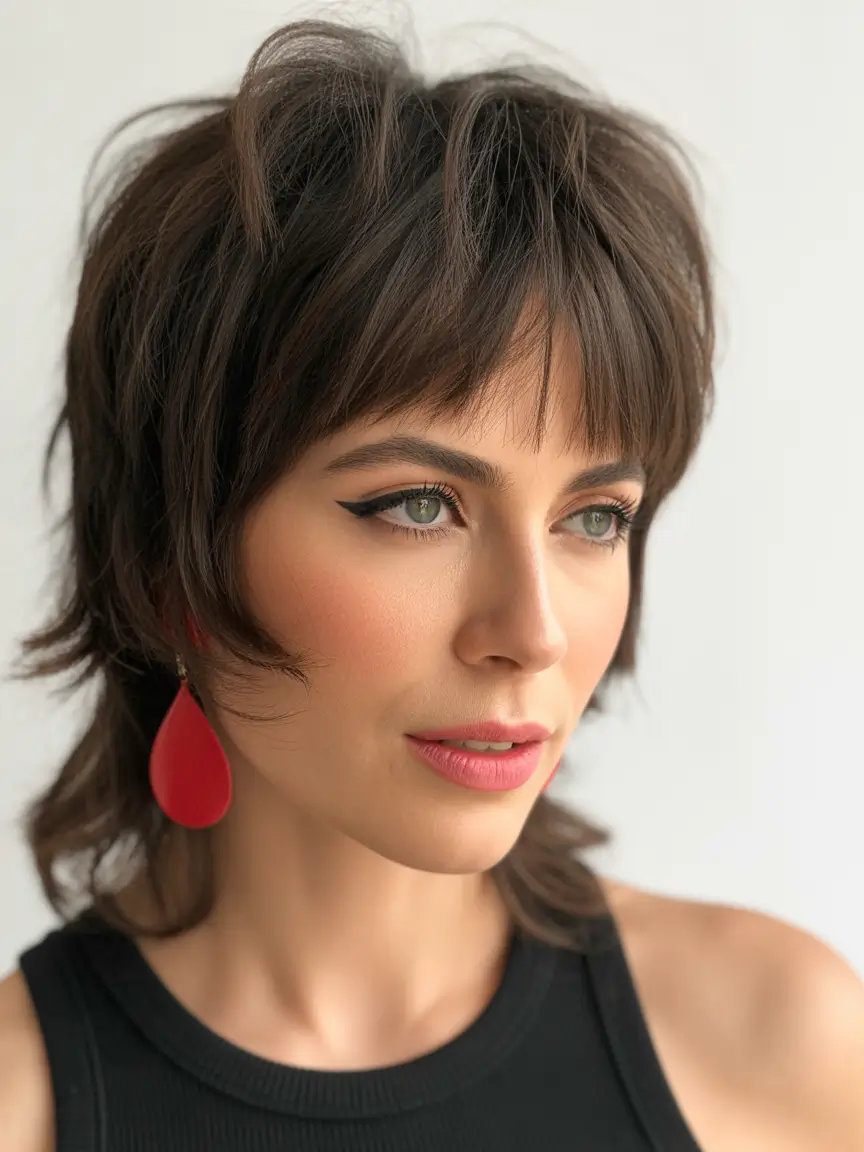 shag haircut medium Textured Espresso Wolf Shag