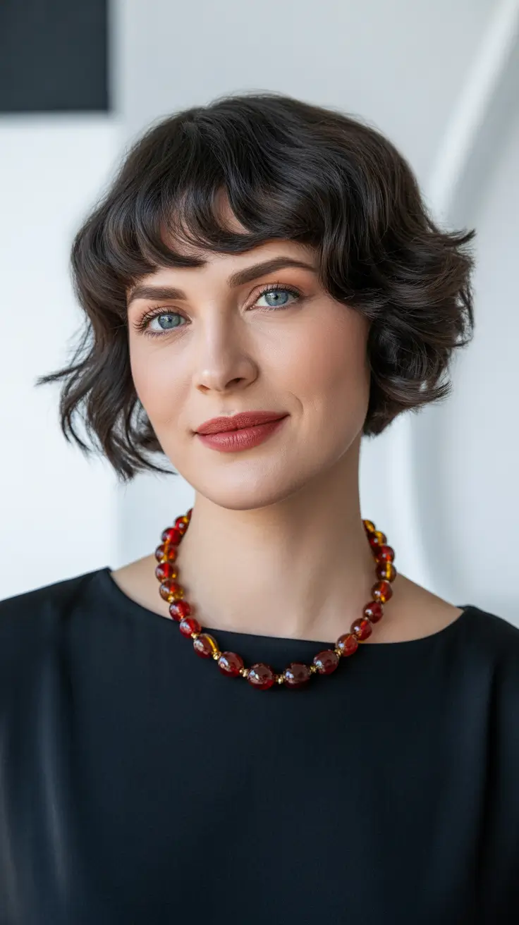 short hairstyles women Soft French Bob with Curved Bangs