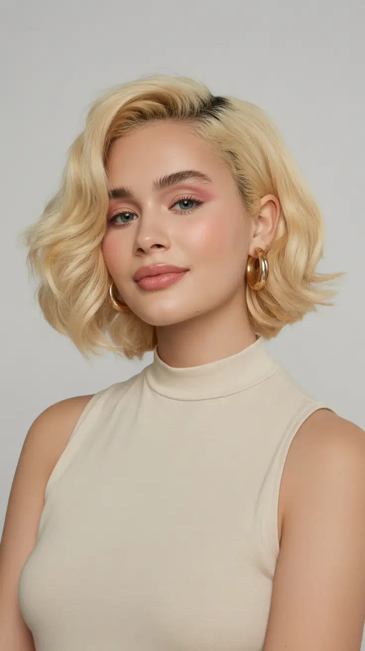 short hairstyles for curly hair Soft Blonde Waves