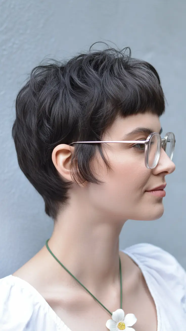 short hairstyles for fine hair Softly Layered Crop with Baby Bangs