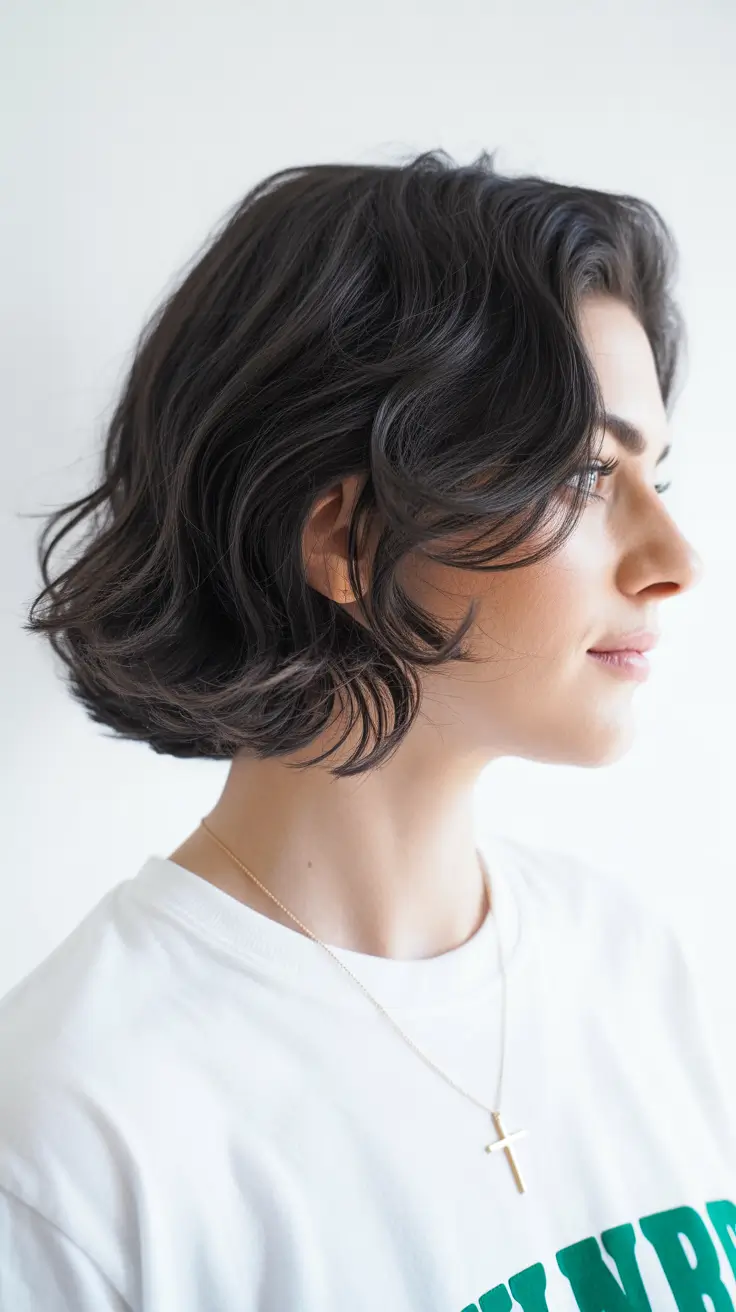 short hairstyles women Wavy Bob with Side Volume