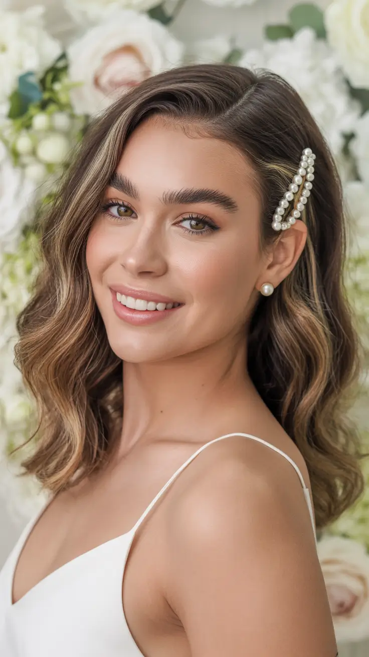 Best wedding hairstyles 2026 Half Up with Pearls