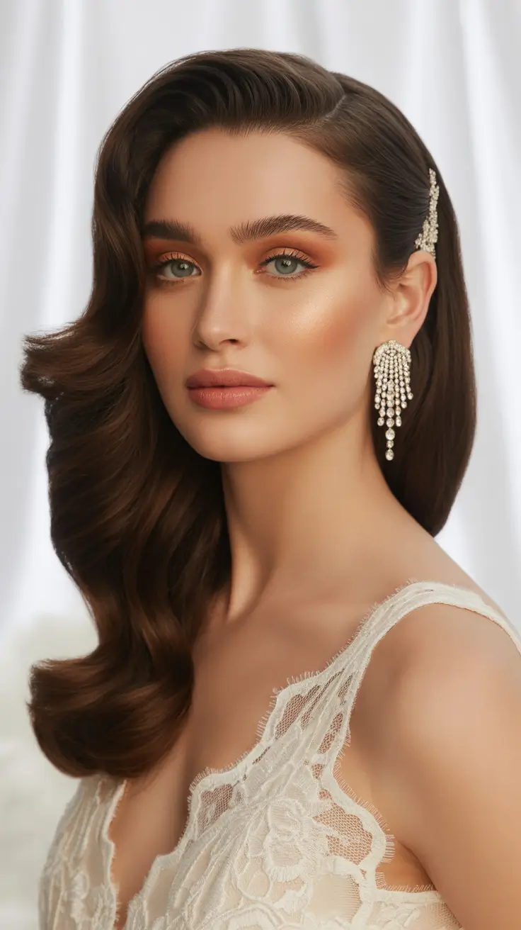 Best wedding hairstyles 2026 Side Part Down Waves